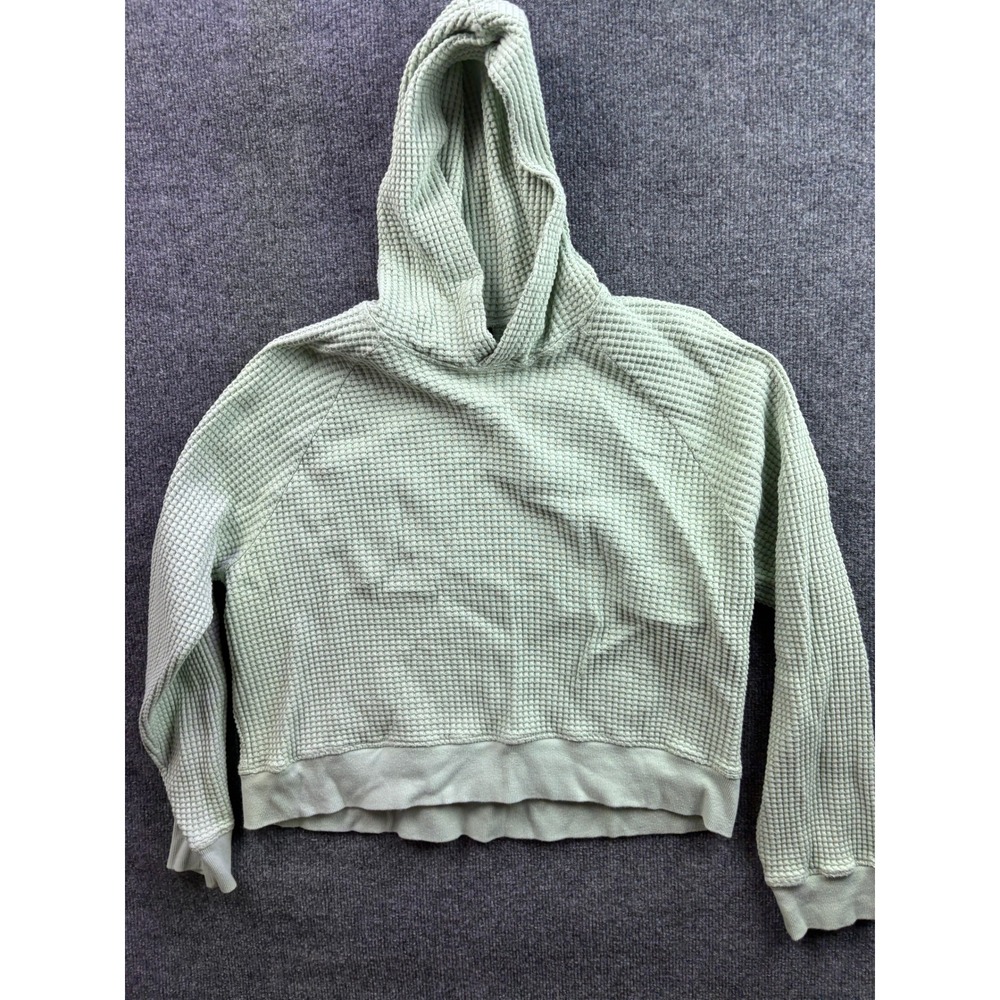 The North Face Waffle Knit Hoodie Womens M Green Long Sleeve Pullover